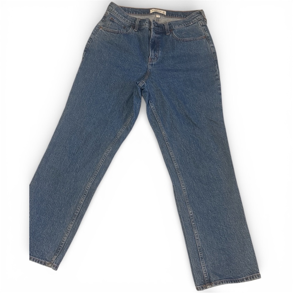 Abercrombie & Fitch Curve Love Mid Rise 90s Straight Jean - Dark Marble (Short) - Picture 4 of 4